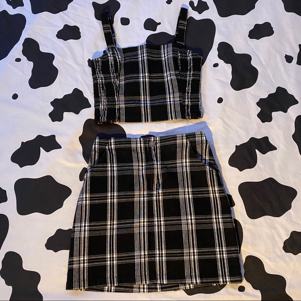 Hollister Two-Piece Plaid Crop Top and Skirt